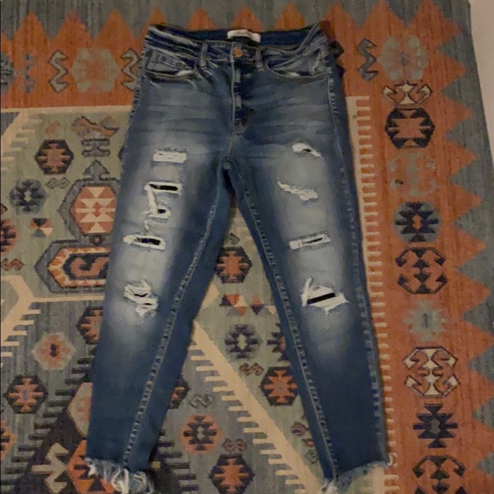 Distressed Ankle Jeans